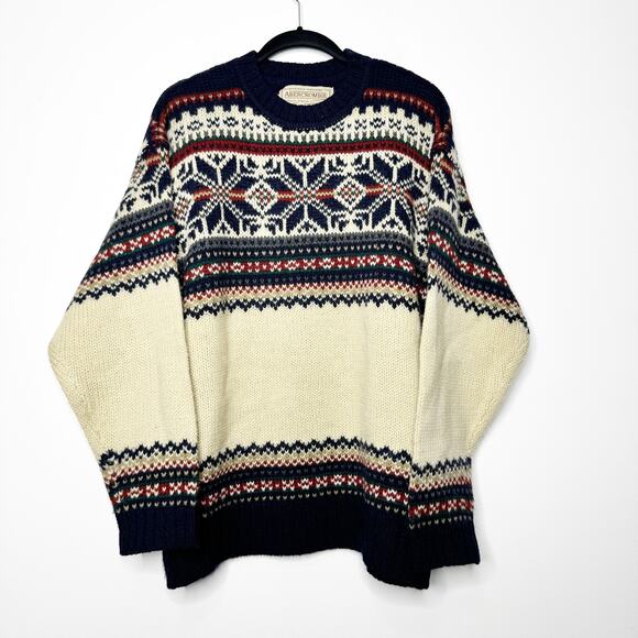 VTG 90s Abercrombie Wool Ski Cabin Winter Cozy The Big Sweater Mens Size Small - Picture 1 of 6